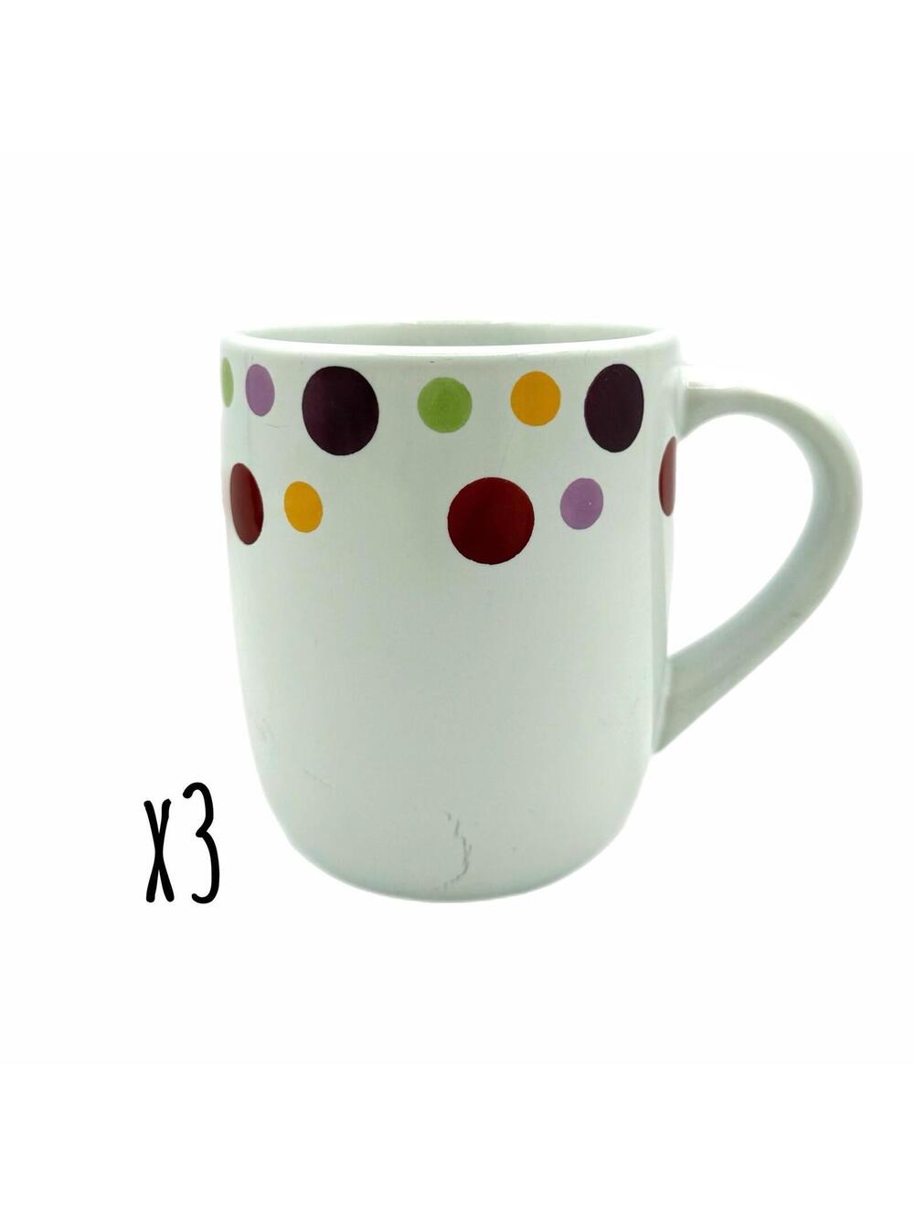 Set of 3 Vintage Pampered Chef Simple Additions Dots Coffee Mugs - Picture 1 of 6
